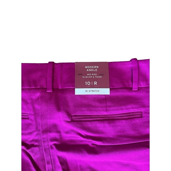 Merona Ankle Pant Women's Size 10 Fuschia Straight Leg High Rise Cotton Stretch - Picture 3 of 5